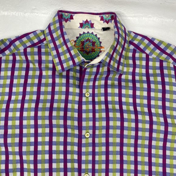 Robert Graham Sz L Plaid Button Up Shirt - Picture 2 of 11